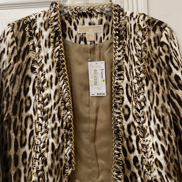 Cheetah print Michael Kors blazer size 4 NWT - Picture 2 of 3